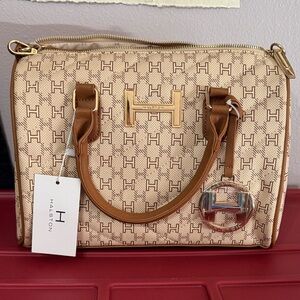 Halston Heritage Beige and Brown Satchel